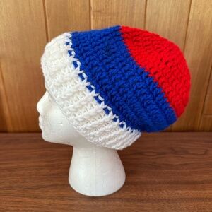 USA Red, White and Blue Patriotic July 4 Handmade Crocheted Beanie Hat! …
